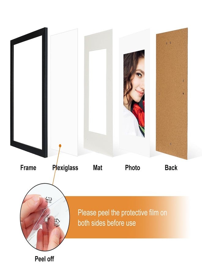LBECUA 8x10 Picture Frame Set of 10, Wooden Picture Frames Display Photo 8x10 without Mat or 5x7 with Mat, Horizontal and Vertical for Wall and Tabletop, Black - Image 3